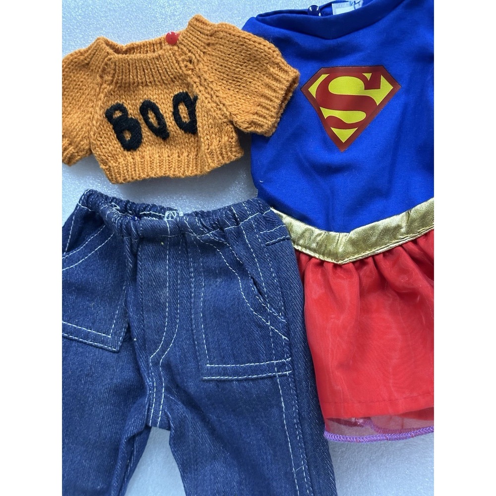 Halloween Baby Doll Outfits Lot Of 2 Boo And Pants Superwomen Dress 9.5 -10.5 In - Picture 5 of 5